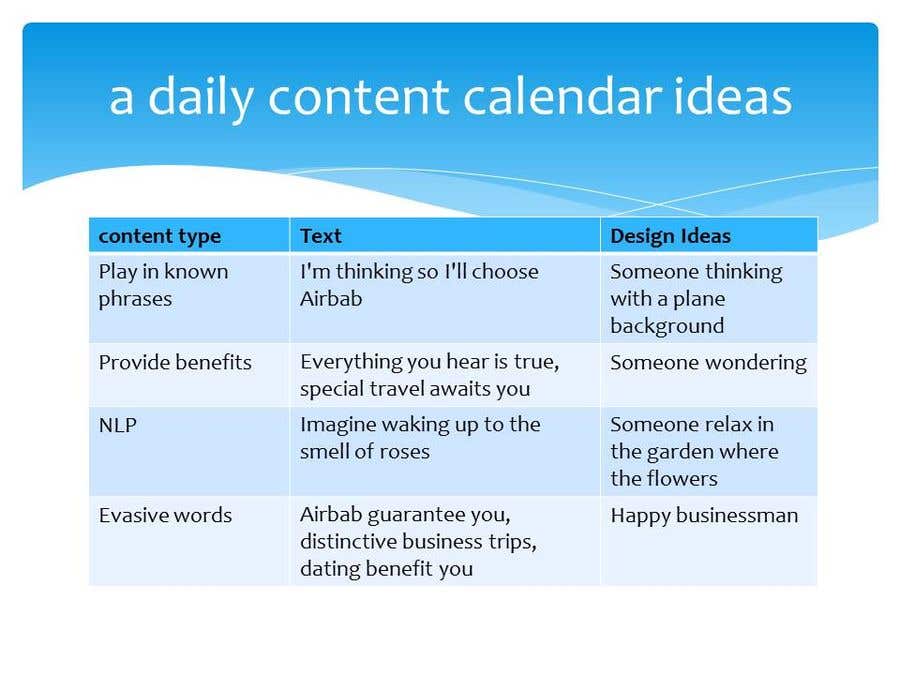 Daily content ideas calendar 