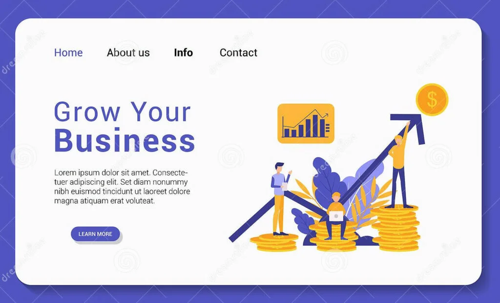 grow your business landing page template graphic design illustration